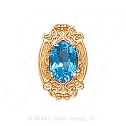 GS483 BT - 14 Karat Gold Blue Topaz Slide 